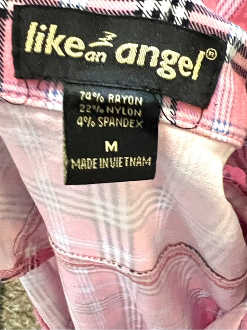 Like an Angel,Pink Plaid Sleeveless,Belt Loops,Jumpsuit,Button-Front,EUC,Size M - Picture 4 of 10